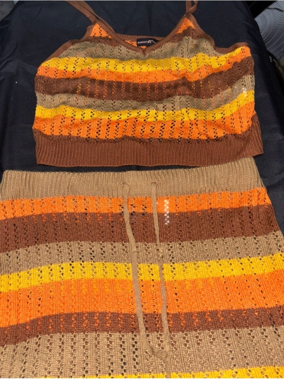 Almost Famous Brown, Orange & Yellow Striped Knit Tank